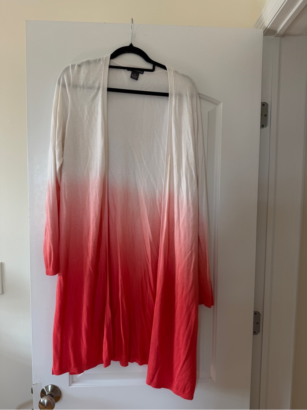 Chelsea & Theodore White to Red Ombre Lightweight Cardigan